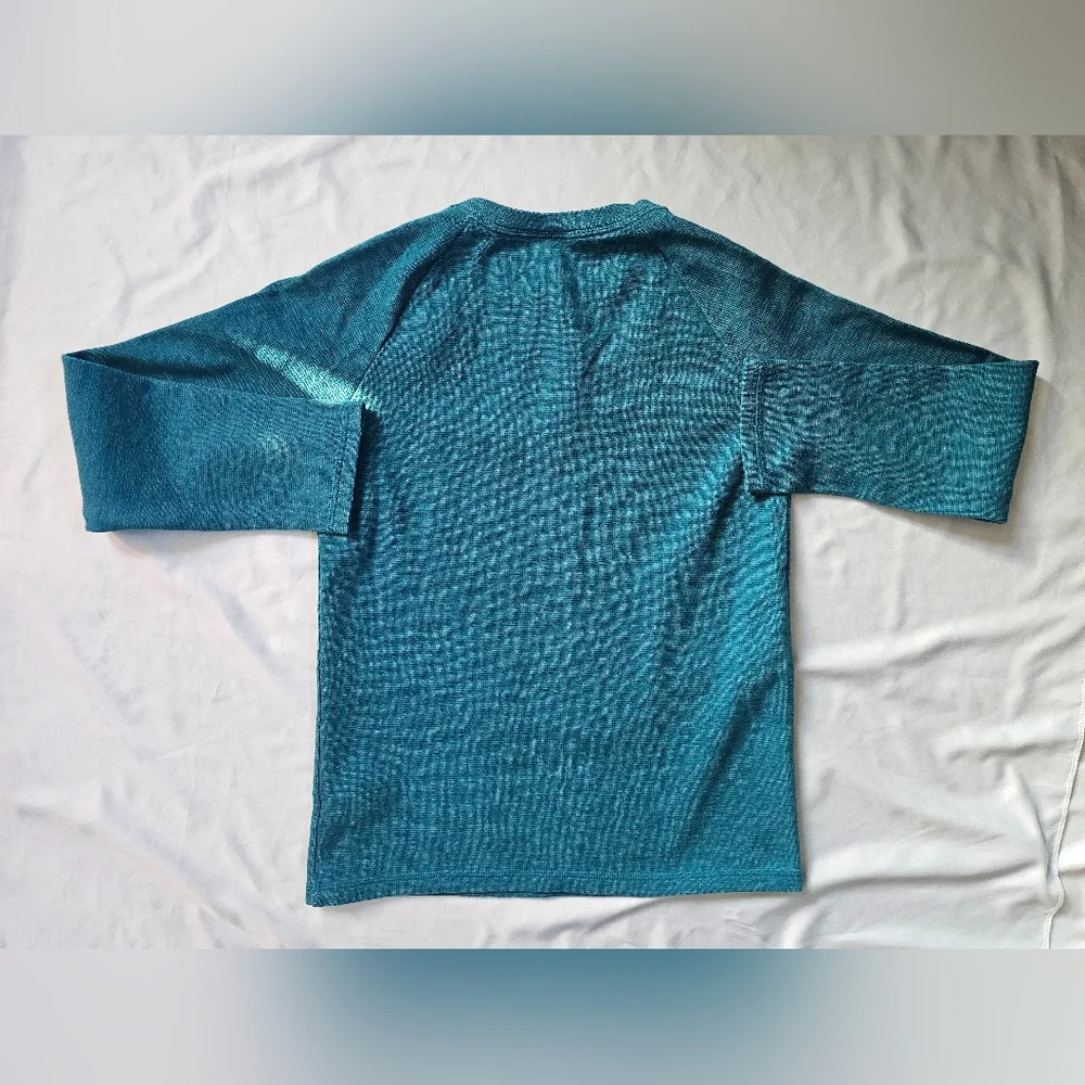 Cat & Jack Kids' Long-Sleeve Teal Waffle-Knit Henley Shirt- Large 12/14